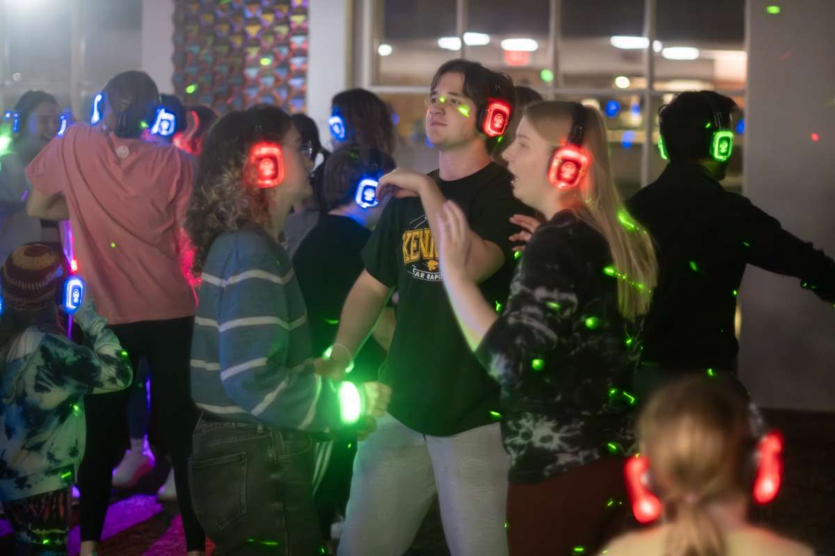 Students dancing at a silent disco