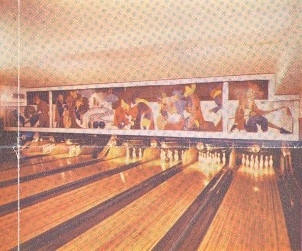 A vintage photo of the CyBowl lanes from 1950